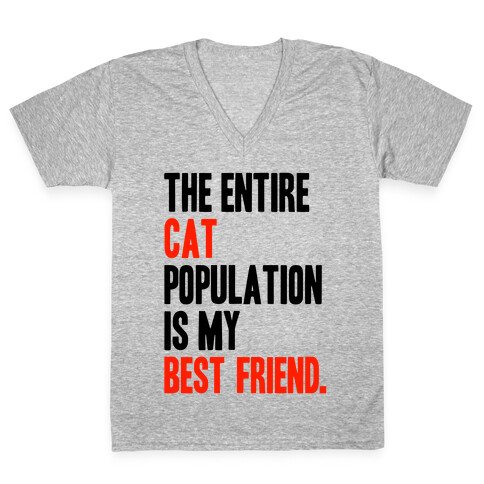 The Entire Cat Population Is My Best Friend V-Neck Tee Shirt