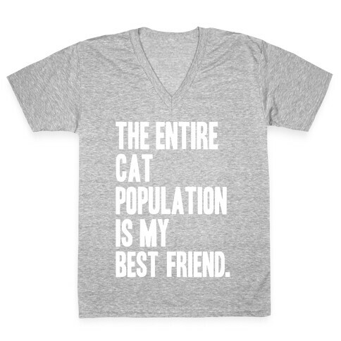 The Entire Cat Population Is My Best Friend V-Neck Tee Shirt