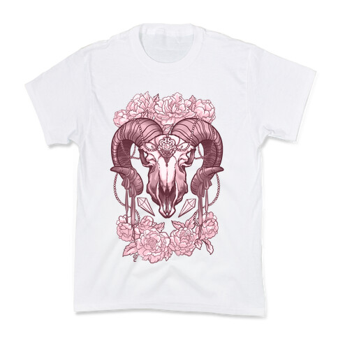 Flowery Ram Skull Kids T-Shirt