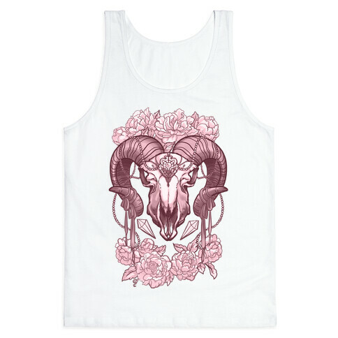 Flowery Ram Skull Tank Top