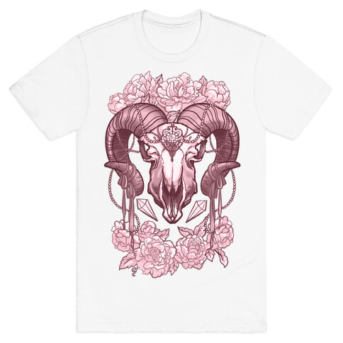 Flowery Ram Skull T-Shirt