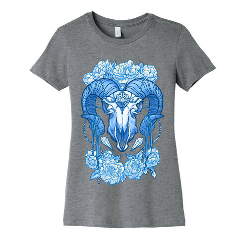 Flowery Ram Skull Womens T-Shirt