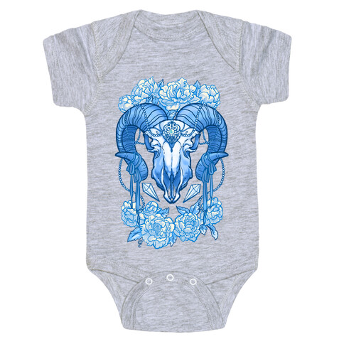 Flowery Ram Skull Baby One-Piece