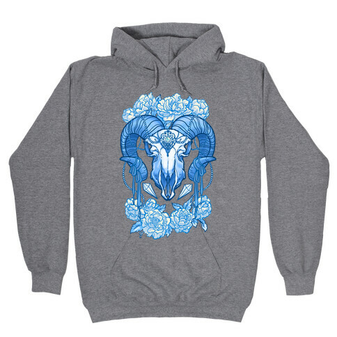 Flowery Ram Skull Hooded Sweatshirt