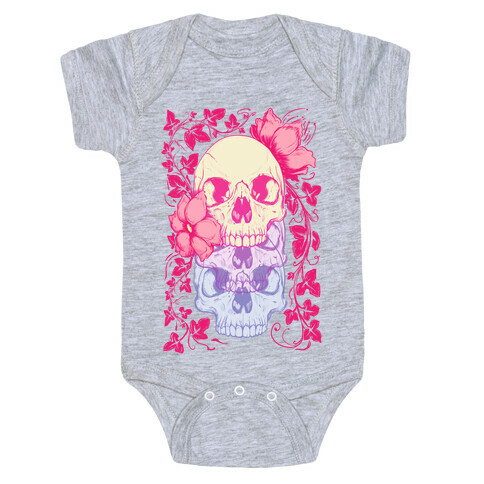 Skull of Vines and Flowers Baby One-Piece