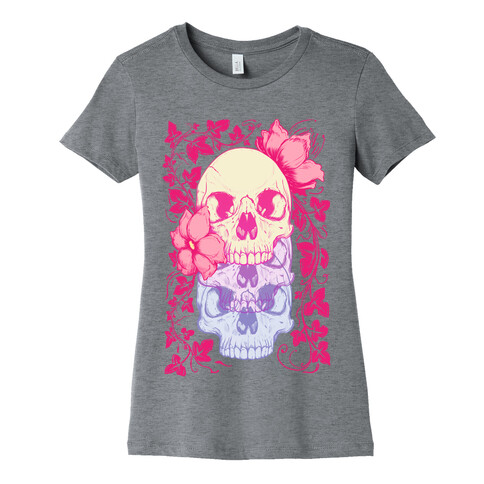 Skull of Vines and Flowers Womens T-Shirt