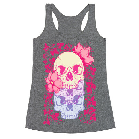 Skull of Vines and Flowers Racerback Tank Top