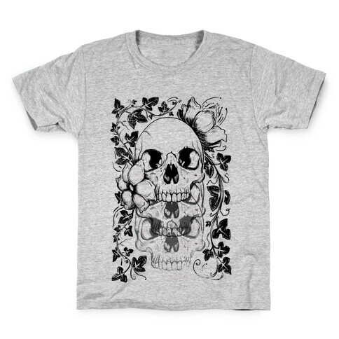 Skull of Vines and Flowers Kids T-Shirt