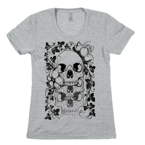 Skull of Vines and Flowers Womens T-Shirt