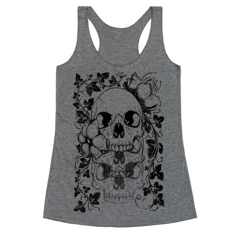 Skull of Vines and Flowers Racerback Tank Top