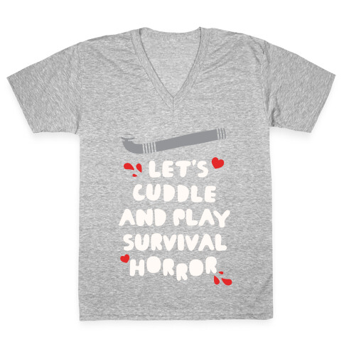 Let's Cuddle and Play Survival Horror V-Neck Tee Shirt