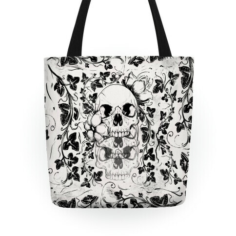 Skull of Vines and Flowers Tote