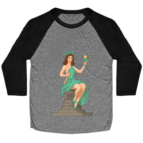 Lady Liberty Pin Up Baseball Tee