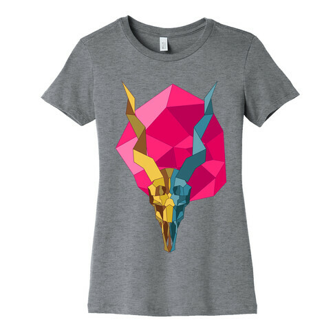 Geometric Blackbuck Skull Womens T-Shirt