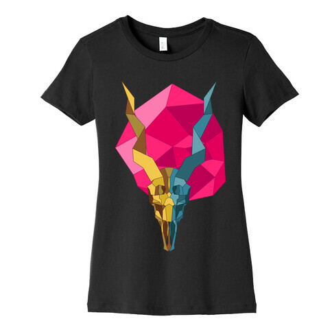 Geometric Blackbuck Skull Womens T-Shirt