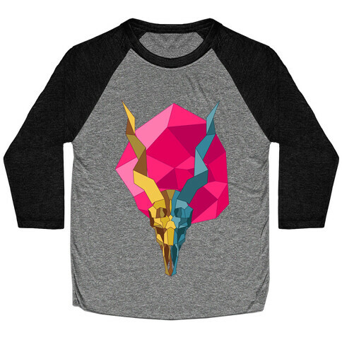 Geometric Blackbuck Skull Baseball Tee