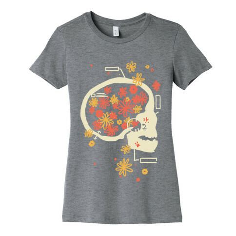 Terminal Daydream Flower Skull Womens T-Shirt