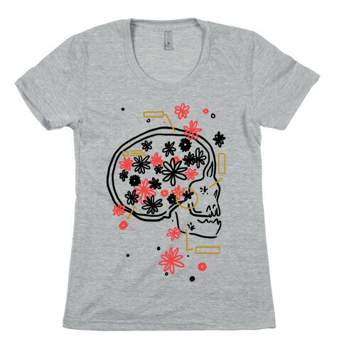 Terminal Daydream Flower Skull Womens T-Shirt