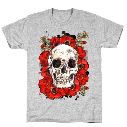 Skull on a Bed of Poppies T-Shirt