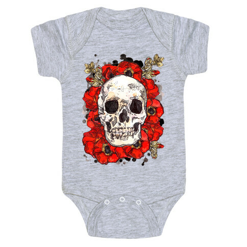 Skull on a Bed of Poppies Baby One-Piece