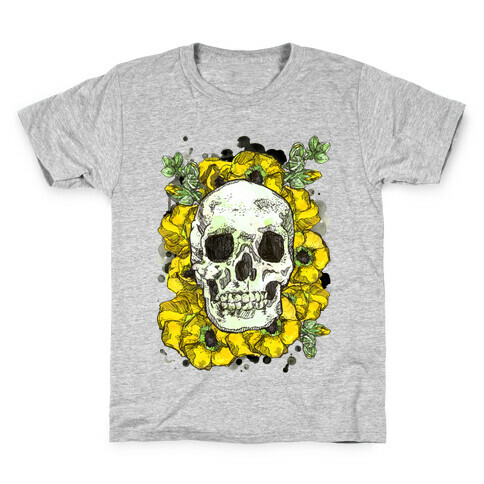 Skull on a Bed of Poppies Kids T-Shirt