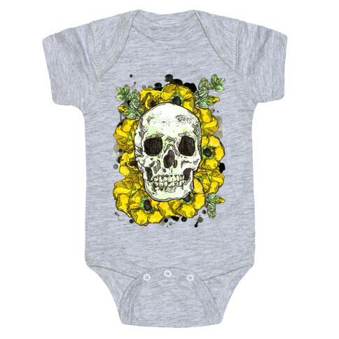 Skull on a Bed of Poppies Baby One-Piece