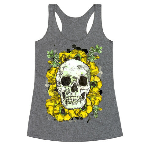 Skull on a Bed of Poppies Racerback Tank Top