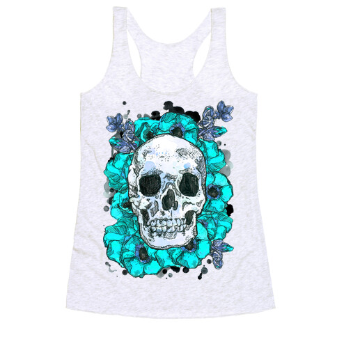Skull on a Bed of Poppies Racerback Tank Top