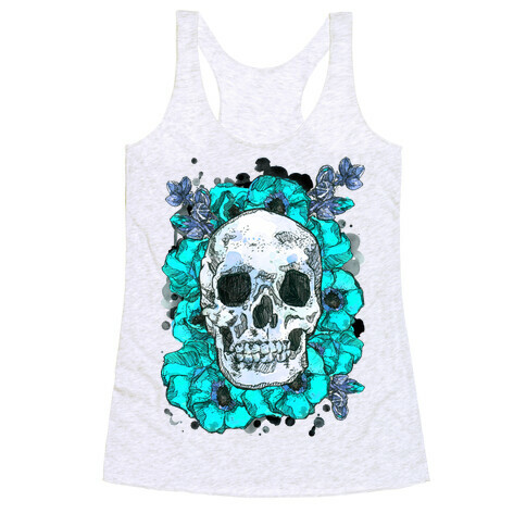 Skull on a Bed of Poppies Racerback Tank Top