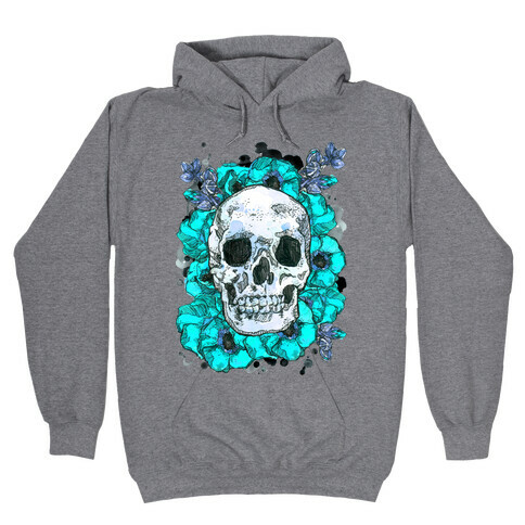 Skull on a Bed of Poppies Hooded Sweatshirt