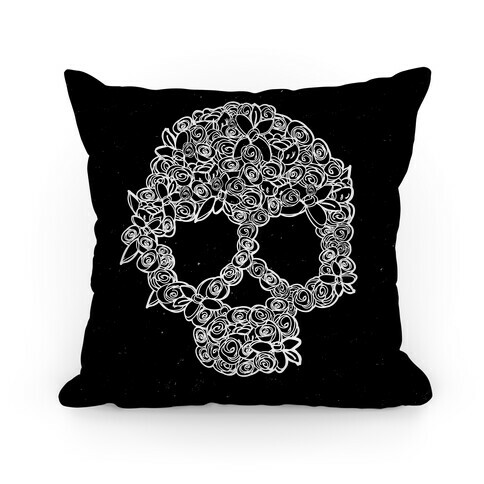 Floral Skull Pillow