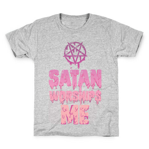 Satan Worships Me Kids T-Shirt