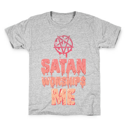 Satan Worships Me Kids T-Shirt