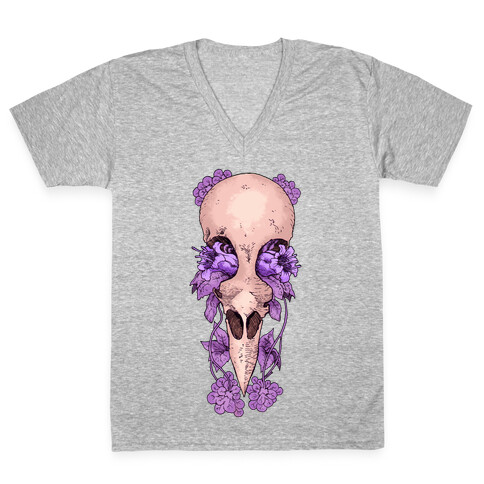 Bird Skull V-Neck Tee Shirt