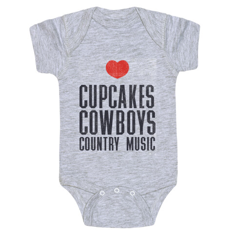 Cupcakes Cowboys & Country(My Loves) Baby One-Piece