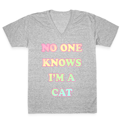 No One Knows I'm A Cat V-Neck Tee Shirt