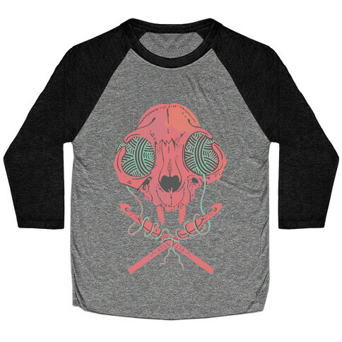 Cat Skull & Crochet Hooks Baseball Tee