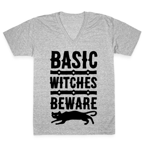 Basic WItches Beware V-Neck Tee Shirt