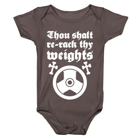 Thou Shalt Re-rack Thy Weights Baby One-Piece