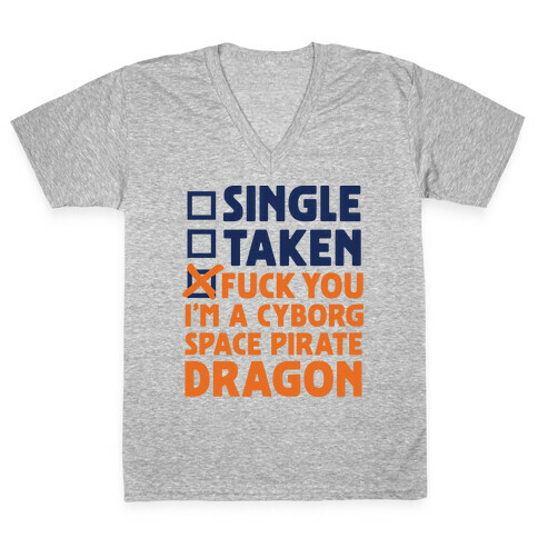 F*** You I'm a Cyborg Space Pirate Dragon V-Neck Tee Shirt