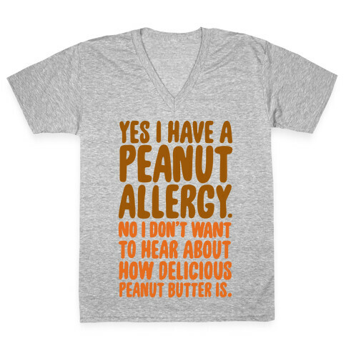 Peanut Allergy V-Neck Tee Shirt