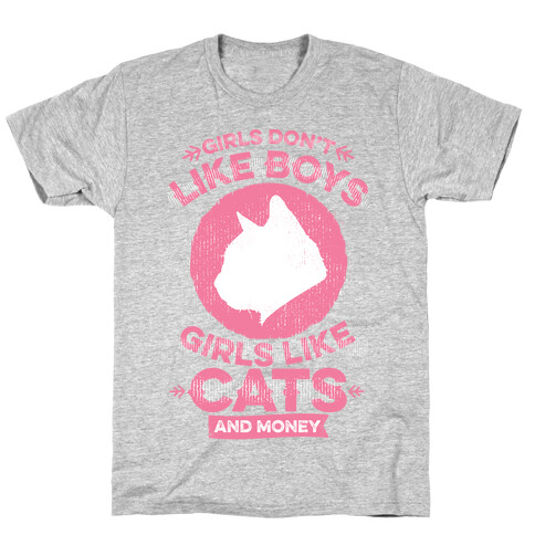 Girls Don't Like Boys Girls Like Cats And Money T-Shirt