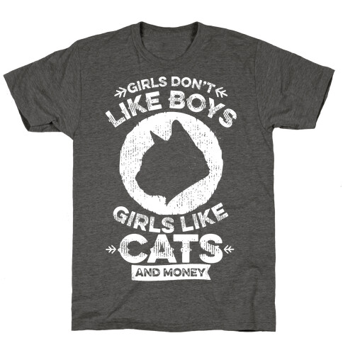 Girls Don't Like Boys Girls Like Cats And Money T-Shirt