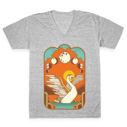 Swan Lake Moon V-Neck Tee Shirt