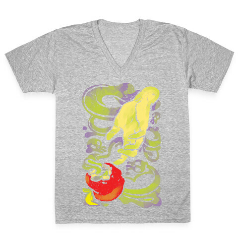 Poisoned Apple and Hand V-Neck Tee Shirt