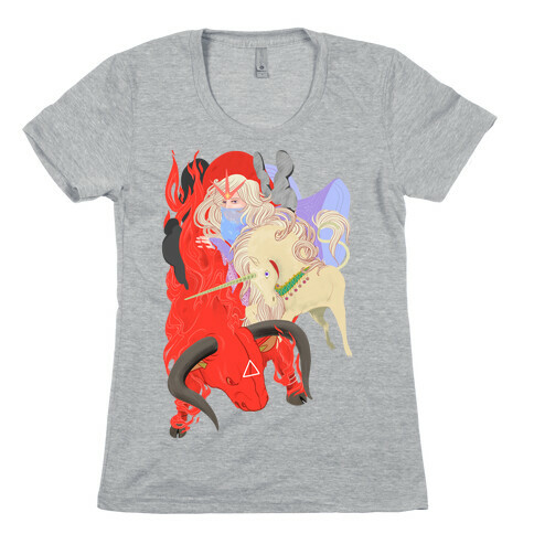 The Last Unicorn and the Red Bull Womens T-Shirt