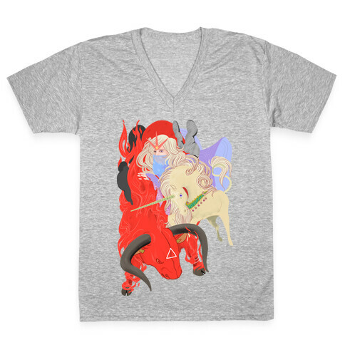The Last Unicorn and the Red Bull V-Neck Tee Shirt