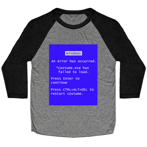 Blue Screen of Death Costume Baseball Tee