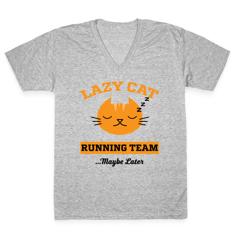 Lazy Cat Running Team V-Neck Tee Shirt