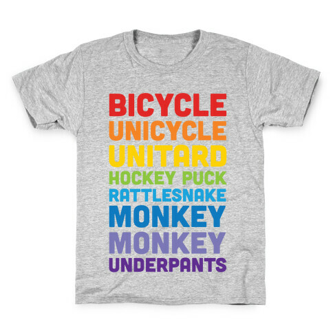 Bicycle Unicycle Unitard Hockey Puck Rattlesnake Monkey Monkey Underpants Kids T-Shirt